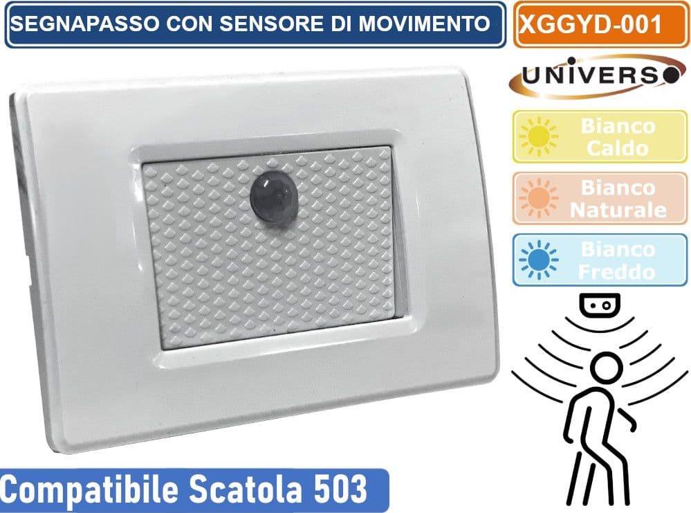 PUNTO LUCE SEGNAPASSO LED RETTANGOLARE MONTAGGIO A INCASSO CON SCATOLA E503 1.3W 25LM - 5