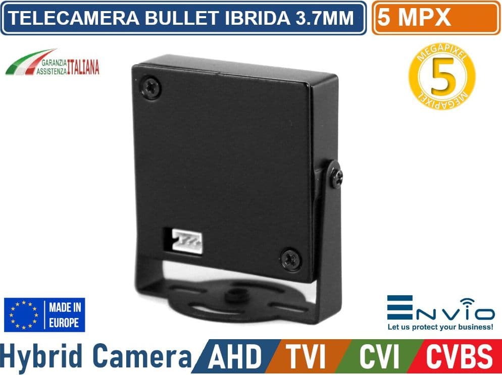 TELECAMERA CCTV VIDEOSORVEGLIANZA PINHOLE IBRIDA 4in1 AHD TVI CVI CVBS 5 MP 2592x1944 OTTICA 3.7MM - 2