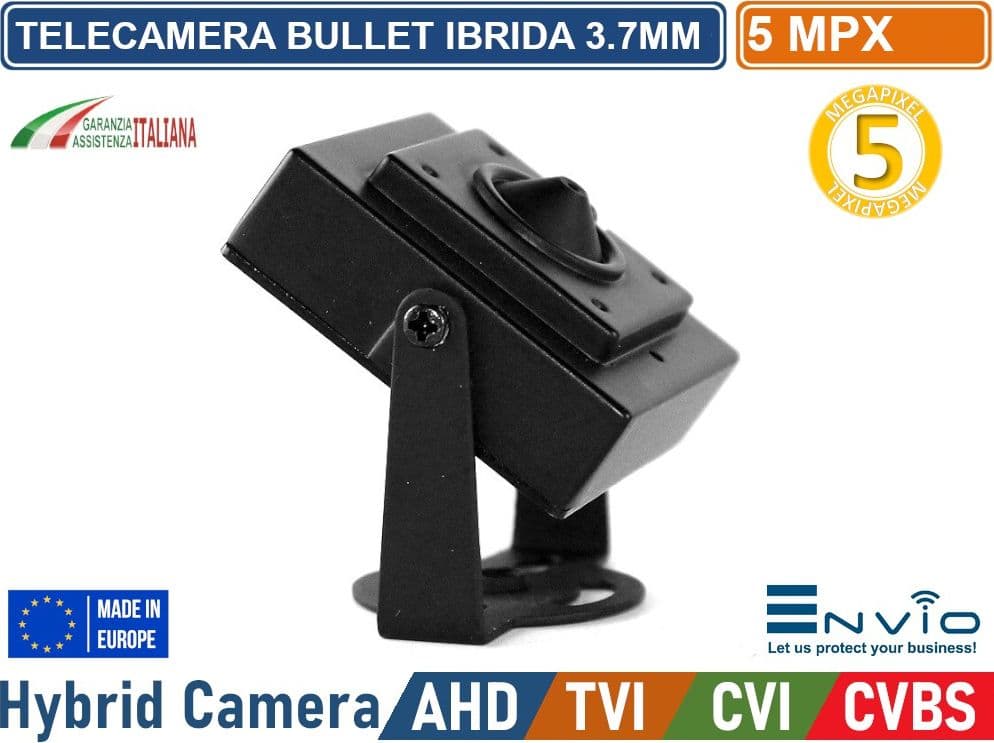 TELECAMERA CCTV VIDEOSORVEGLIANZA PINHOLE IBRIDA 4in1 AHD TVI CVI CVBS 5 MP 2592x1944 OTTICA 3.7MM - 3