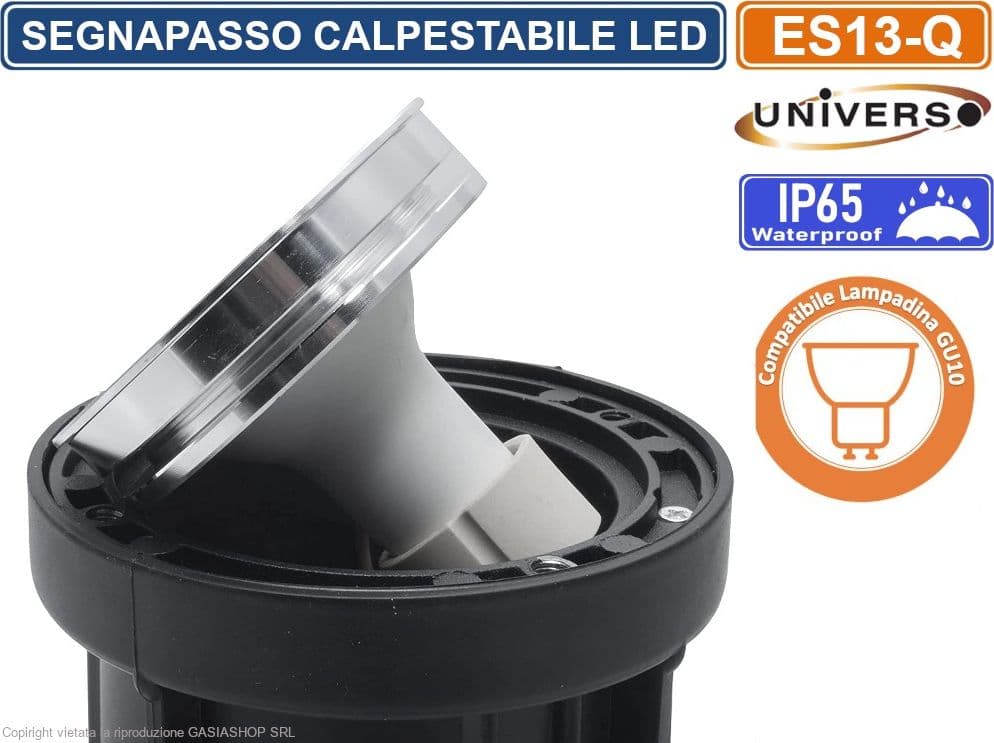 SEGNAPASSO PORTALAMPADA DA INTERRAMENTO CALPESTABILE QUADRATO PER LAMPADINE GU10 IP65 - 4