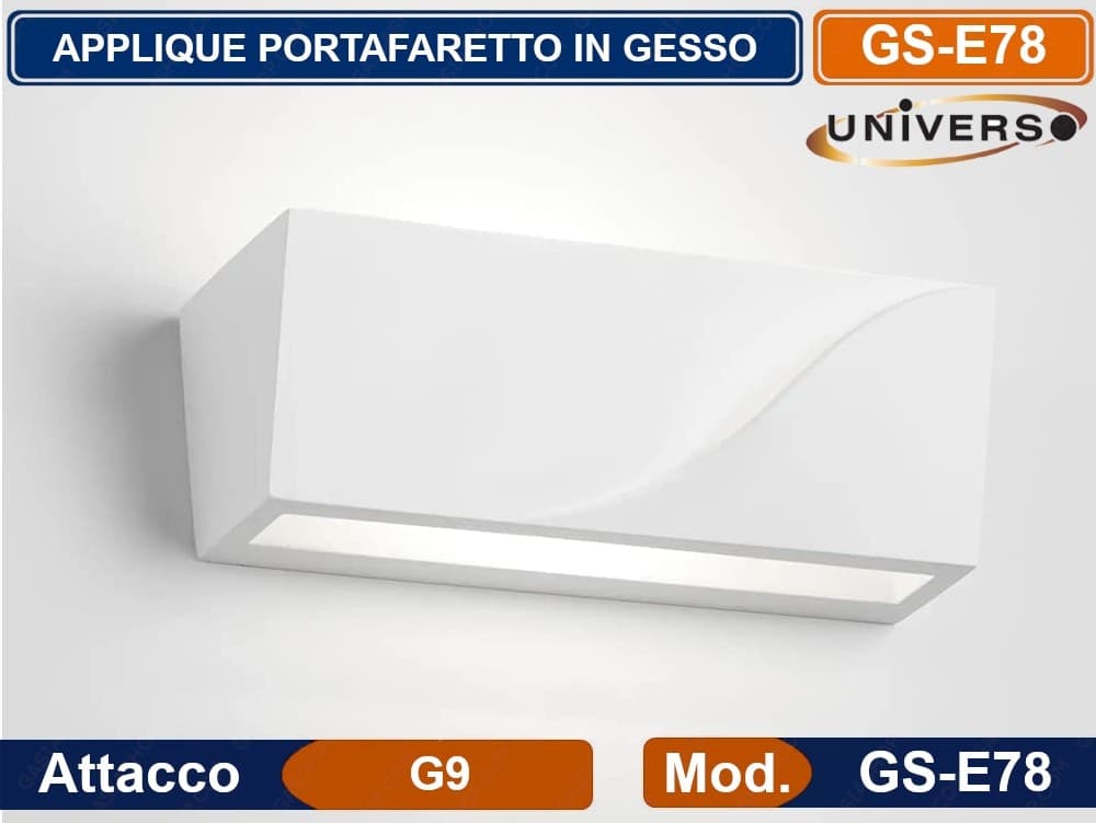 PORTALAMPADA APPLIQUE DA PARETE IN GESSO VERNICIABILE RETTANGOLARE CON DOPPIA EMISSIONE LUMINOSA UP / DOWN LAMPADA CONTEMPORANEA CON ATTACCO G9 - 2