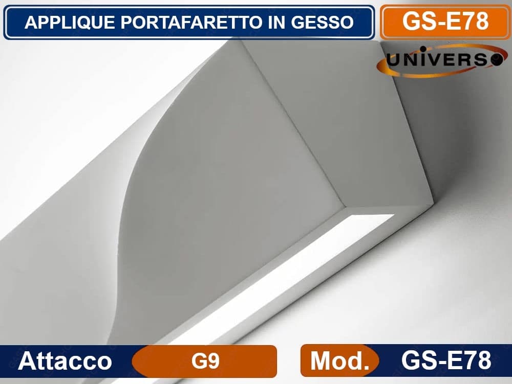 PORTALAMPADA APPLIQUE DA PARETE IN GESSO VERNICIABILE RETTANGOLARE CON DOPPIA EMISSIONE LUMINOSA UP / DOWN LAMPADA CONTEMPORANEA CON ATTACCO G9 - 4