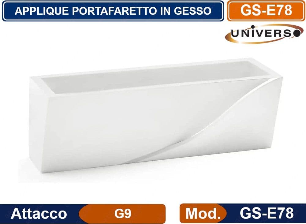 PORTALAMPADA APPLIQUE DA PARETE IN GESSO VERNICIABILE RETTANGOLARE CON DOPPIA EMISSIONE LUMINOSA UP / DOWN LAMPADA CONTEMPORANEA CON ATTACCO G9 - 5