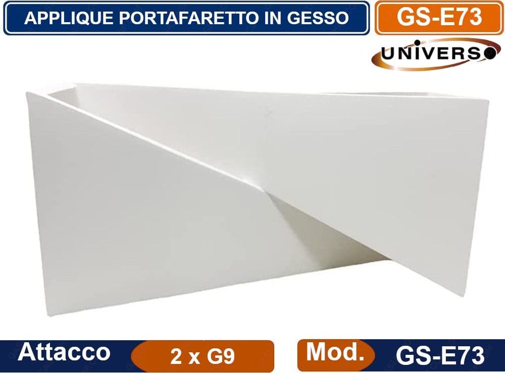 PORTALAMPADA APPLIQUE DA PARETE IN GESSO VERNICIABILE RETTANGOLARE CON DOPPIA EMISSIONE LUMINOSA UP / DOWN LAMPADA CONTEMPORANEA CON 2 LAMPADE ATTACCO G9 - 2