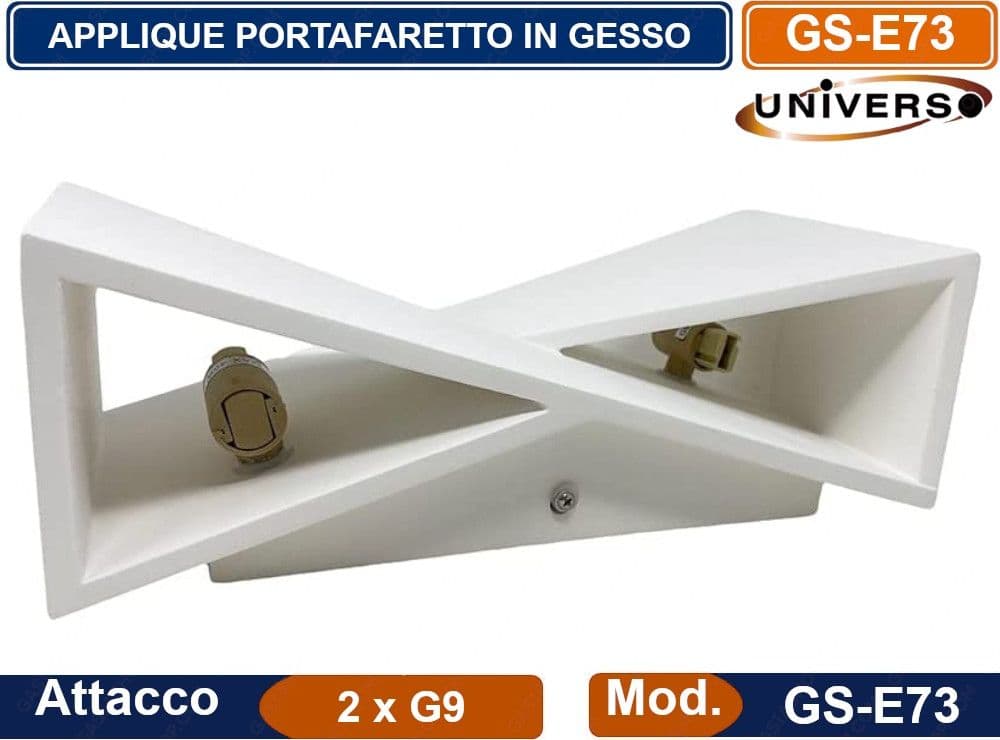 PORTALAMPADA APPLIQUE DA PARETE IN GESSO VERNICIABILE RETTANGOLARE CON DOPPIA EMISSIONE LUMINOSA UP / DOWN LAMPADA CONTEMPORANEA CON 2 LAMPADE ATTACCO G9 - 3