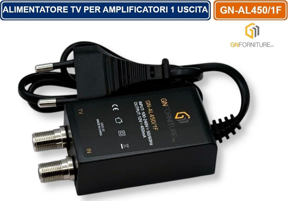 ALIMENTATORE STABILIZZATO TV MINI PER ANTENNA 1 INGRESSO 1 USCITA DC 12V 450mA - 2