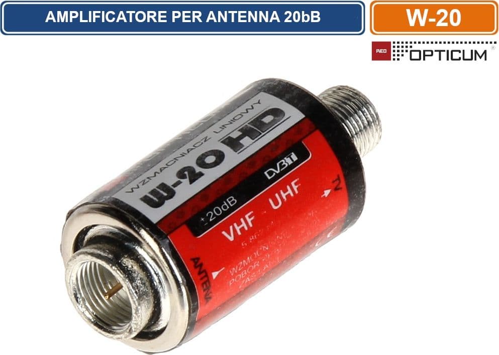 AMPLIFICATORE PER ANTENNA OPTICUM 20dB FREQUENZE DA 5MHz A 860MHz FILTRO LTE GSM INCORPORATO - 2