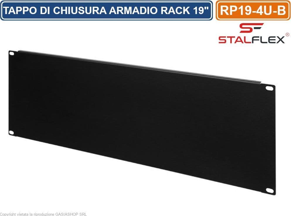 TAPPO DI CHIUSURA PANNELLO CIECO 4U PER SPAZI VUOTI IDONEO PER ARMADI RACK 19" - 6