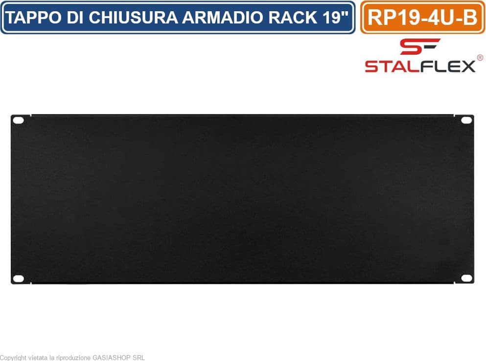 TAPPO DI CHIUSURA PANNELLO CIECO 4U PER SPAZI VUOTI IDONEO PER ARMADI RACK 19" - 2