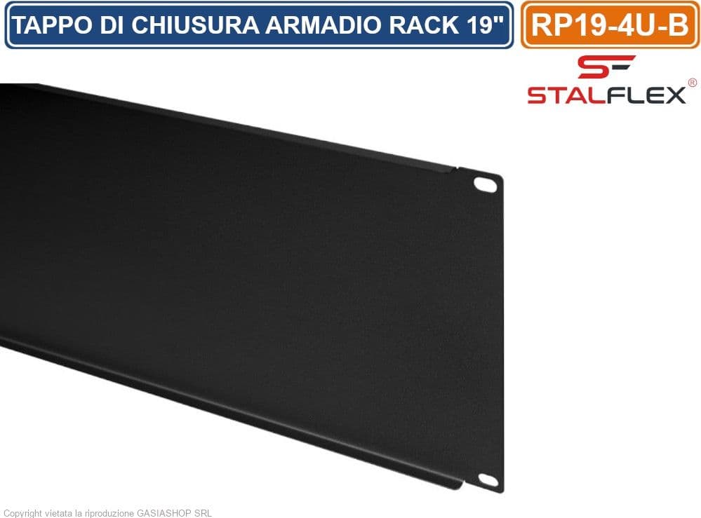TAPPO DI CHIUSURA PANNELLO CIECO 4U PER SPAZI VUOTI IDONEO PER ARMADI RACK 19" - 4