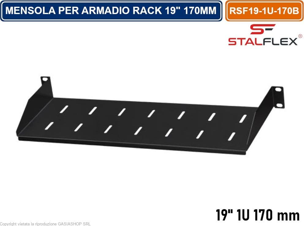 MENSOLA RIPIANO FISSO 1U PER ARMADIO RACK 19" PROFNDITA' 170MM - 2