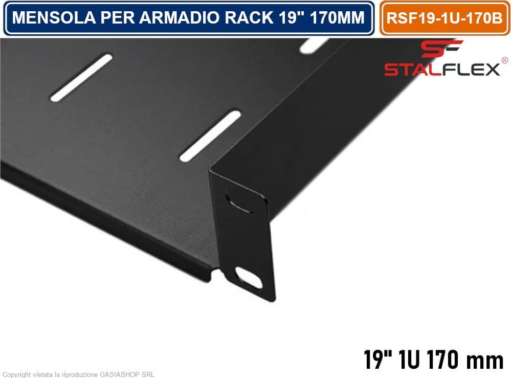 MENSOLA RIPIANO FISSO 1U PER ARMADIO RACK 19" PROFNDITA' 170MM - 3