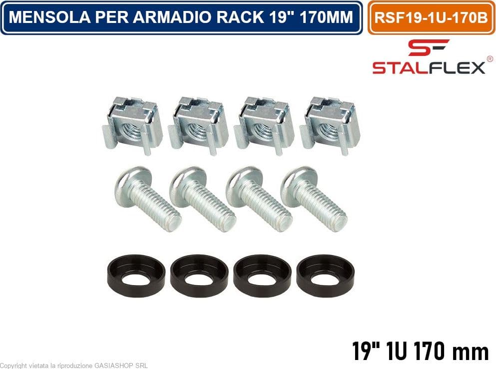 MENSOLA RIPIANO FISSO 1U PER ARMADIO RACK 19" PROFNDITA' 170MM - 4