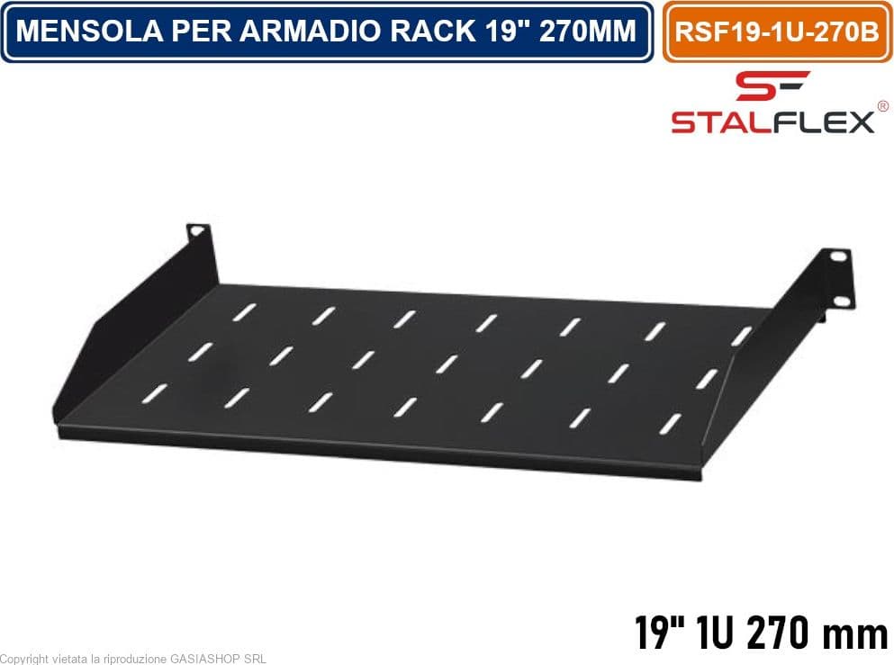 MENSOLA RIPIANO FISSO 1U PER ARMADIO RACK 19" PROFNDITA' 270MM - 2