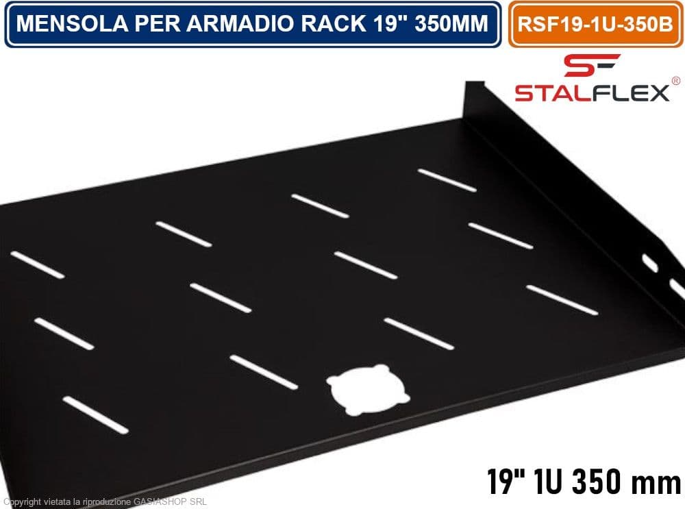 MENSOLA RIPIANO FISSO 1U PER ARMADIO RACK 19" PROFNDITA' 350MM - 5