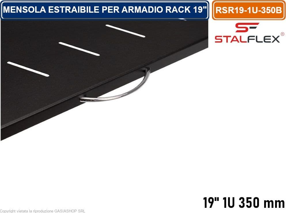 MENSOLA RIPIANO ESTRAIBILE 1U PER ARMADIO RACK 19" PROFNDITA' 350MM - 4