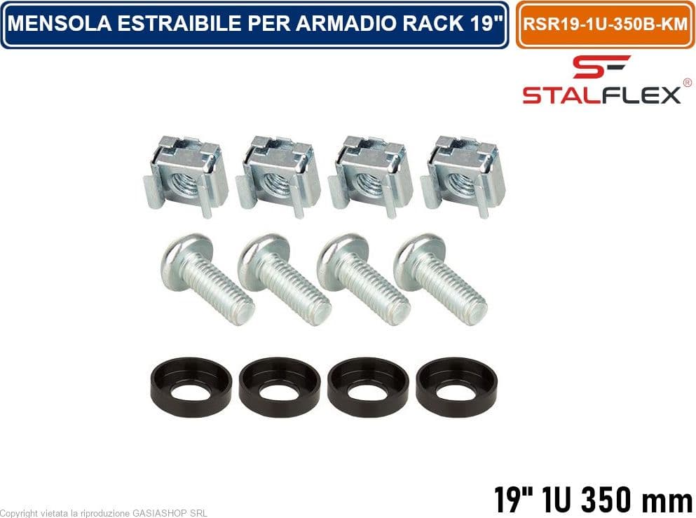 MENSOLA RIPIANO ESTRAIBILE 1U PER TASTIERA E MOUSE ARMADIO RACK 19" PROFONDITA' 350MM - 5