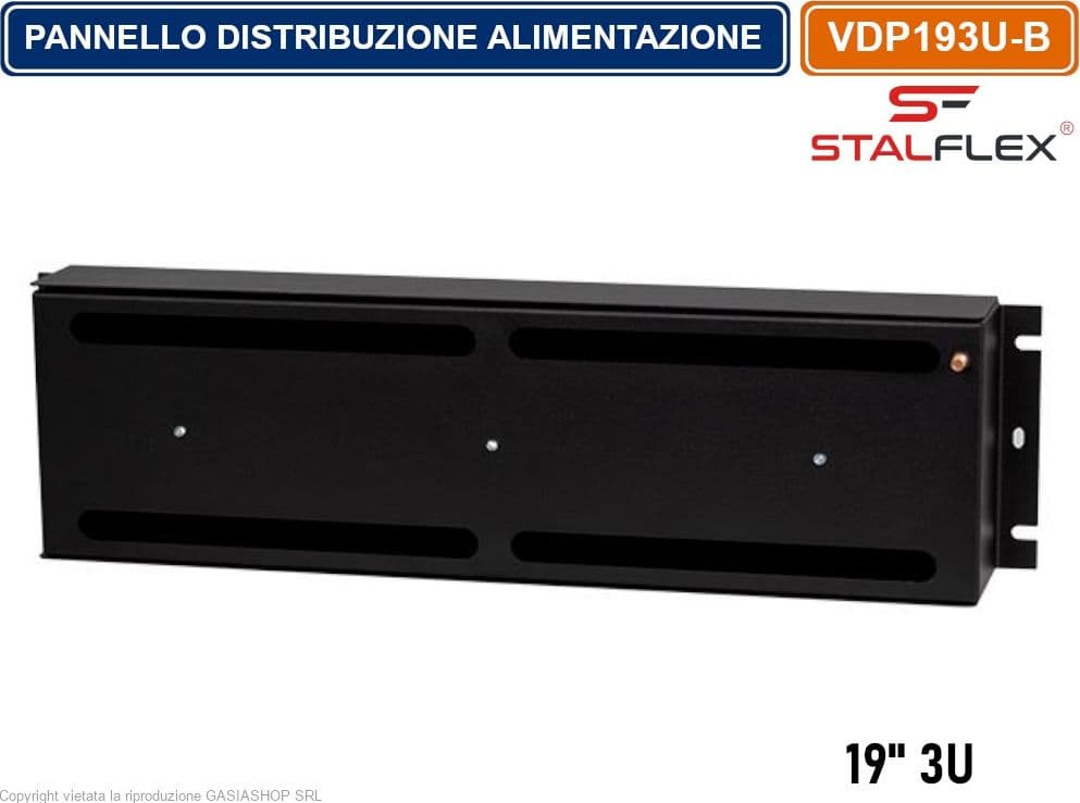 PANNELLO QUADRO DISTRIBUZIONE DI ALIMENTAZIONE 3U PER ARMADIO RACK 19" - 3