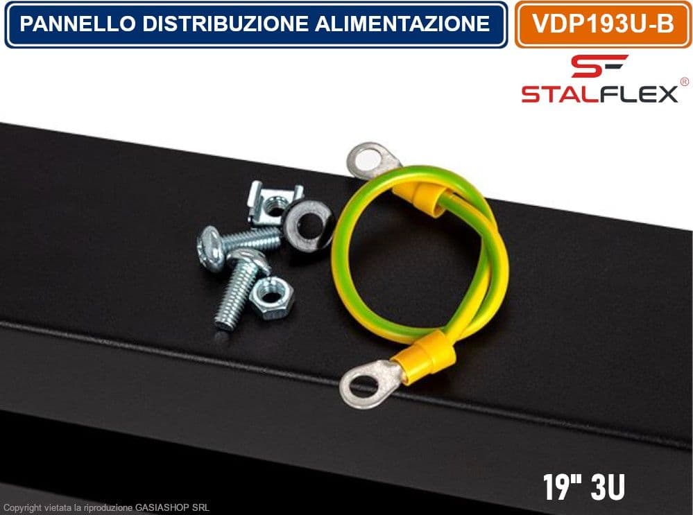 PANNELLO QUADRO DISTRIBUZIONE DI ALIMENTAZIONE 3U PER ARMADIO RACK 19" - 5