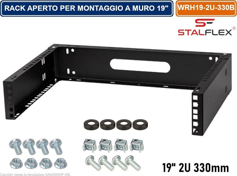 ARMADIO RACK APERTO 19" 2U 330MM PER MONTAGGIO A PARETE DI DISPOSITIVI DI RETE - 4