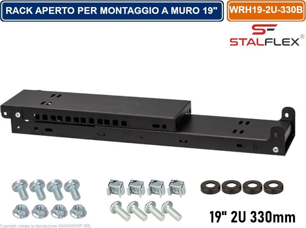 ARMADIO RACK APERTO 19" 2U 330MM PER MONTAGGIO A PARETE DI DISPOSITIVI DI RETE - 3