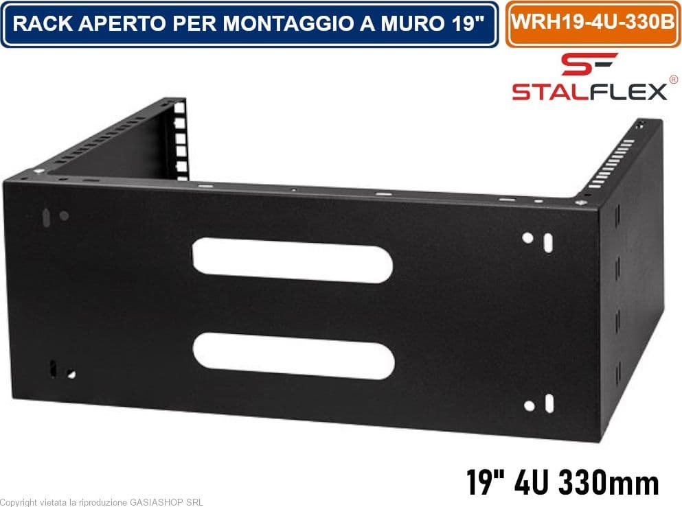 ARMADIO RACK APERTO 19" 4U 330MM PER MONTAGGIO A PARETE DI DISPOSITIVI DI RETE - 2