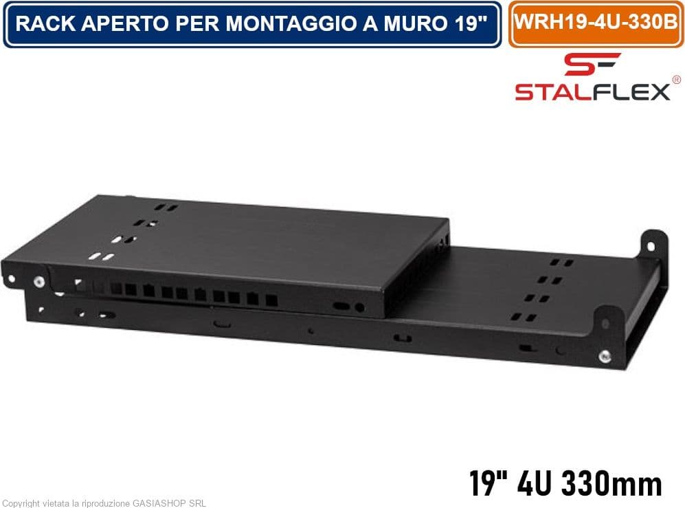 ARMADIO RACK APERTO 19" 4U 330MM PER MONTAGGIO A PARETE DI DISPOSITIVI DI RETE - 3