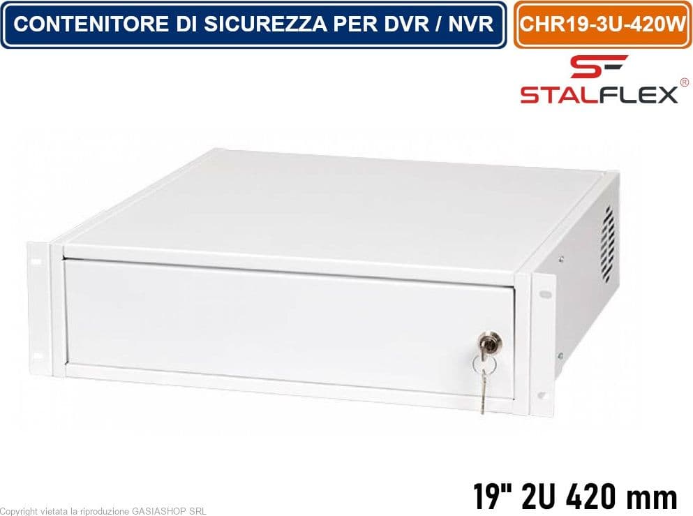 CONTENITORE METALLICO DI SICUREZZA 3U PER DVR MONTAGGIO ORIZZONTALE E MONTAGGIO IN RACK 19" - 3