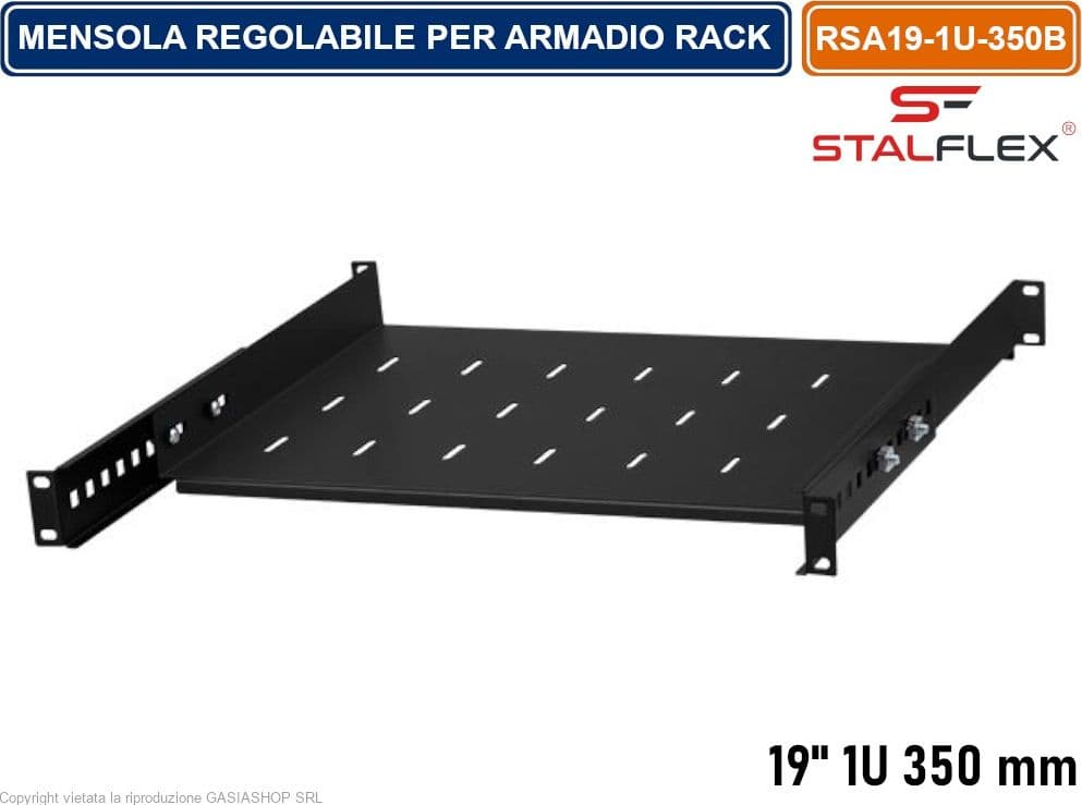 MENSOLA RIPIANO REGOLABILE 1U PER ARMADIO RACK 19" PROFNDITA' 350MM - 2