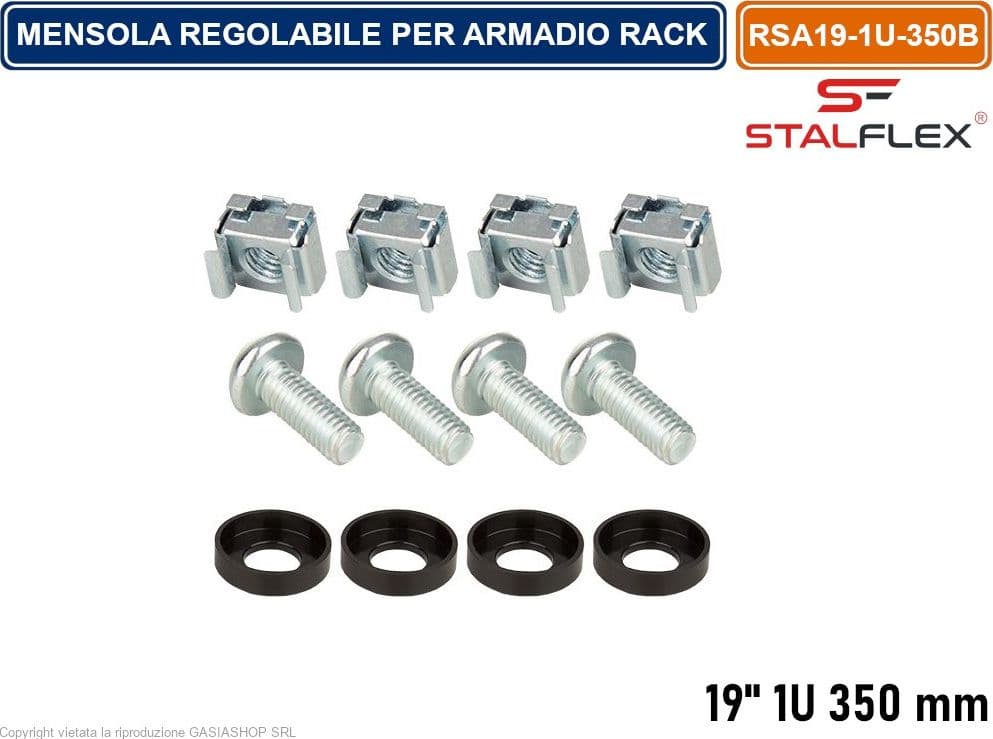 MENSOLA RIPIANO REGOLABILE 1U PER ARMADIO RACK 19" PROFNDITA' 350MM - 4