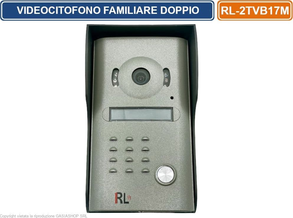 KIT VIDEOCITOFONO BIFAMILIARE DOPPIO MONITOR A COLORI 7"  APERTURA ELETTROSERRATURA E CANCELLO ESTERNO - 4