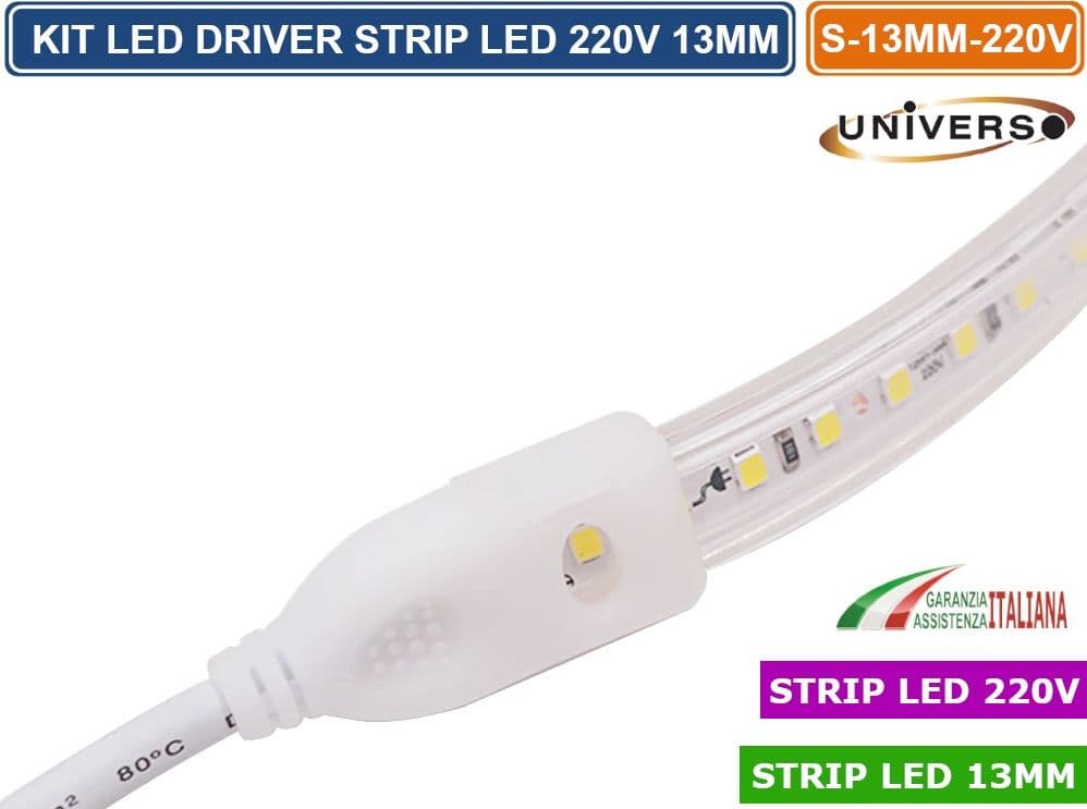 KIT LED DRIVER 220V PER STRISCE LED 220V SMD 2835 13MM - 2