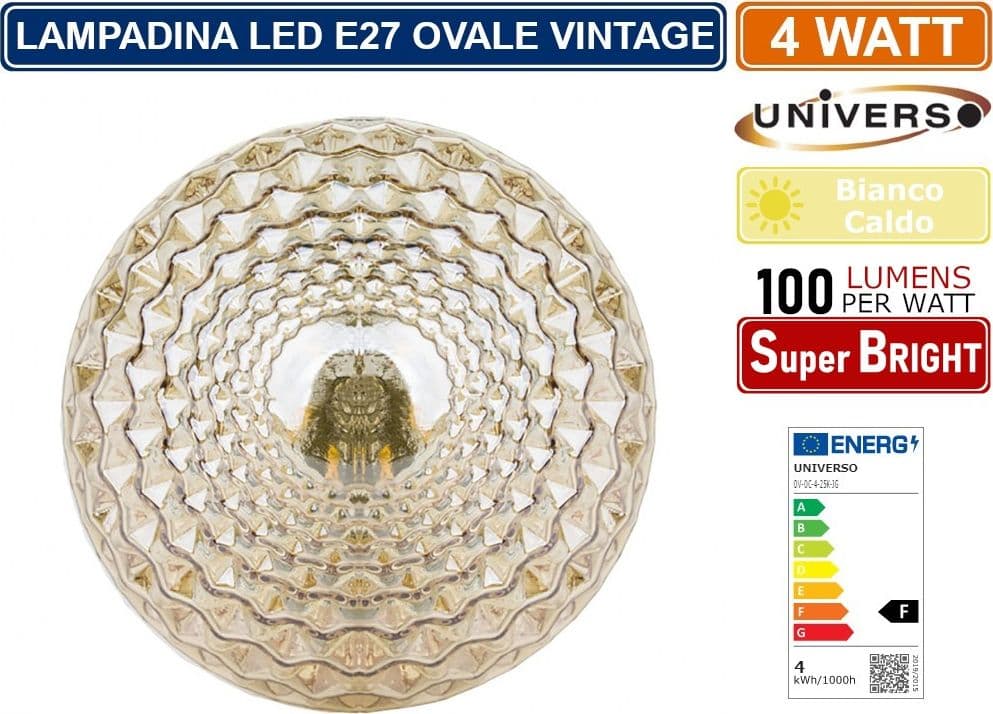 LAMPADINA LED VINTAGE A FORMA DI PIGNA E27 4W VETRO AMBRATO LUCE CALDA 2500K PUB TAVERNE - 4
