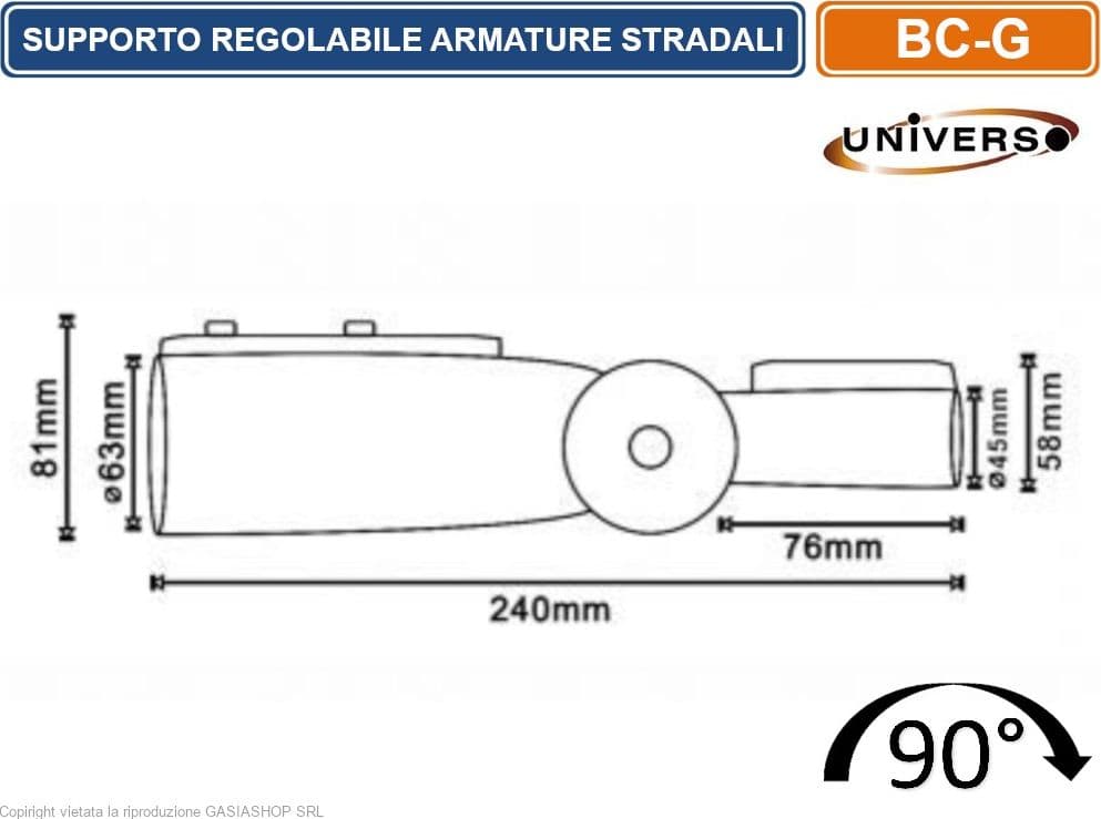 ADATTATORE REGOLABILE PER PER LAMPIONI ARMATURE STRADALI - 2