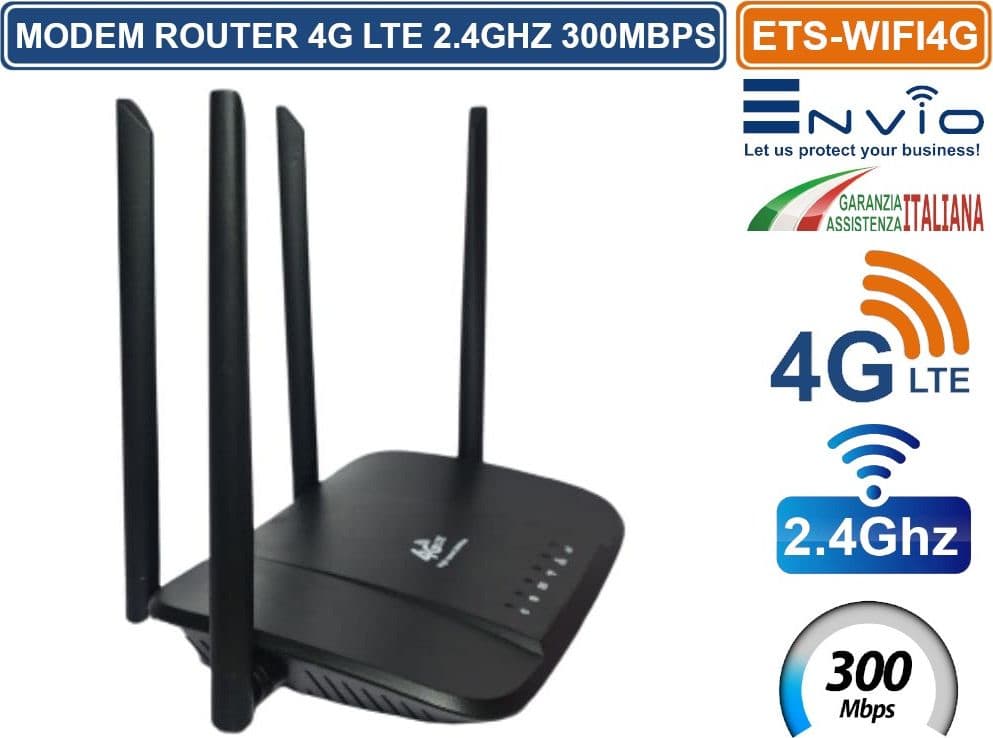 MODEM ROUTER WIRELESS 4G LTE  2.4GHZ 300MBPS 4 ANTENNE CON SLOT NANO SIM - 2