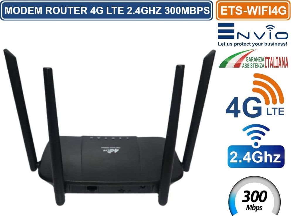 MODEM ROUTER WIRELESS 4G LTE  2.4GHZ 300MBPS 4 ANTENNE CON SLOT NANO SIM - 3