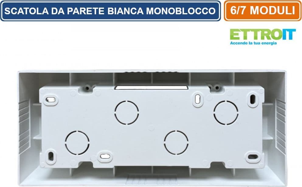 CASSETTA MODULARE DA PARETE MONOBLOCCO 6/7 POSTI BIANCA IP40 - ETTROIT - 2