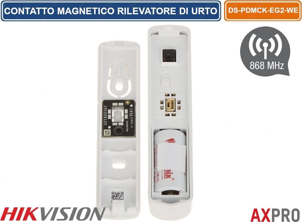 HIKVISION AX PRO CONTATTO MAGNETICO WIRELESS 868MHZ  CON RILEVATORE DI URTO 1600M - 4