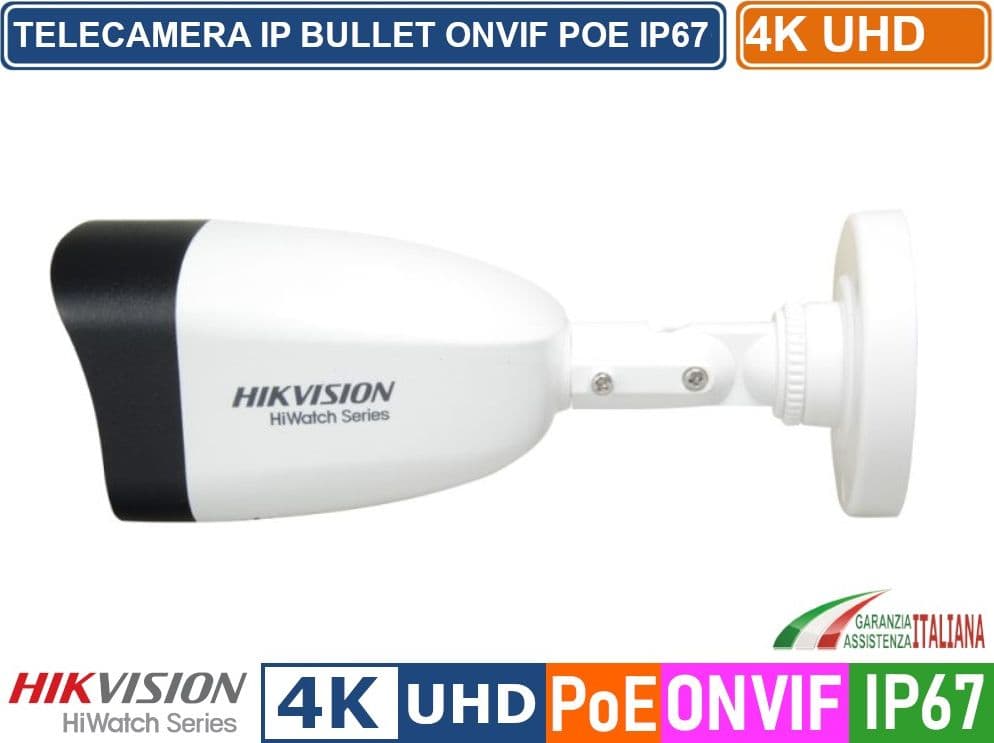 HIKVISION HWI-B180H TELECAMERA BULLET IP 8MP 4K ULTRA HD 2.8MM ONVIF POE H.265+ IP67 - 2