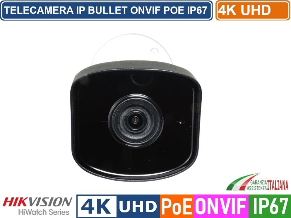 HIKVISION HWI-B180H TELECAMERA BULLET IP 8MP 4K ULTRA HD 2.8MM ONVIF POE H.265+ IP67 - 3