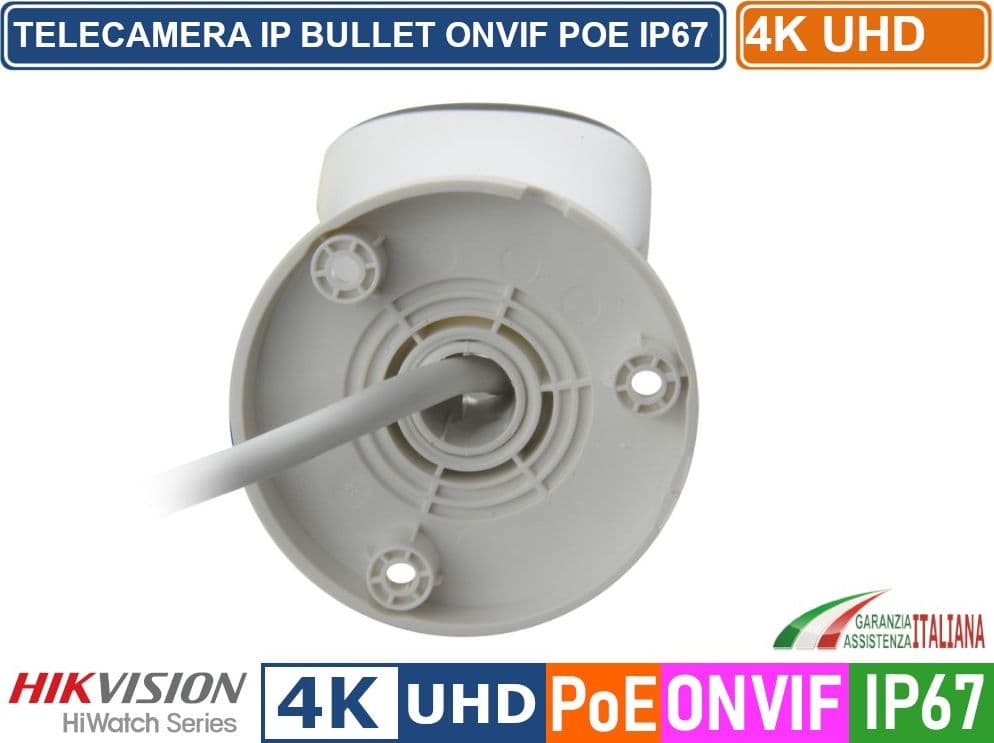 HIKVISION HWI-B180H TELECAMERA BULLET IP 8MP 4K ULTRA HD 2.8MM ONVIF POE H.265+ IP67 - 4