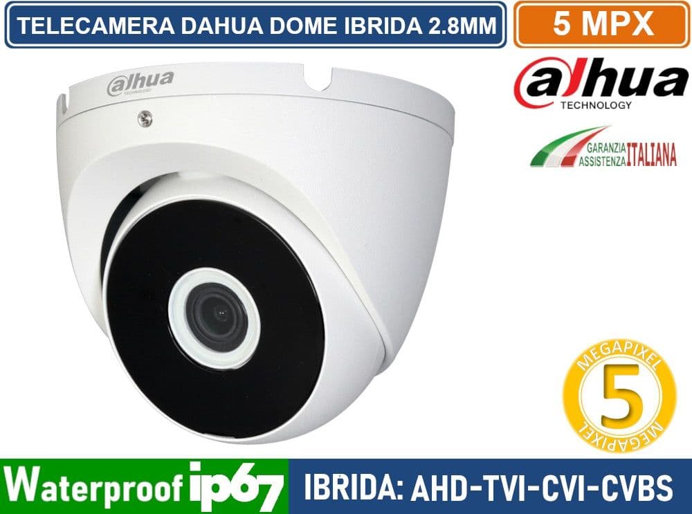 DAHUA HAC-T2A51-F2 TELECAMERA DAHUA DOME IBRIDA AHD CVI TVI CVBS 2.8MM 5 MP SMART IR 20 METRI - 2