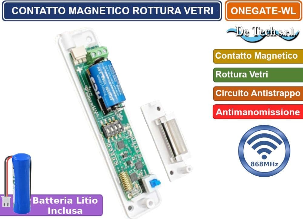 SENSORE RIVELATORE PERIMETRALE MULTIFUNZIONE ROTTURA VETRI CONTATTO MAGNETICO WIRELESS 868MHZ MARRONE - 2