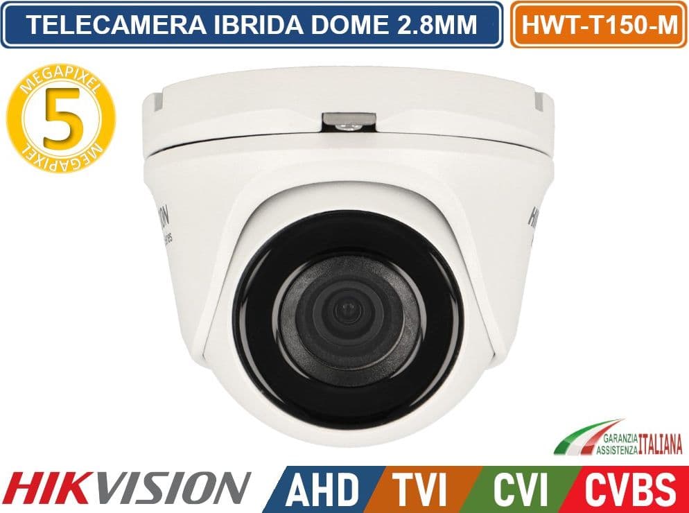 HIKVISION TELECAMERA DOME 4IN1 TVI AHD CVI CVBS ULTRA HD 2560×1944 5MP 2.8MM IP66 - 2