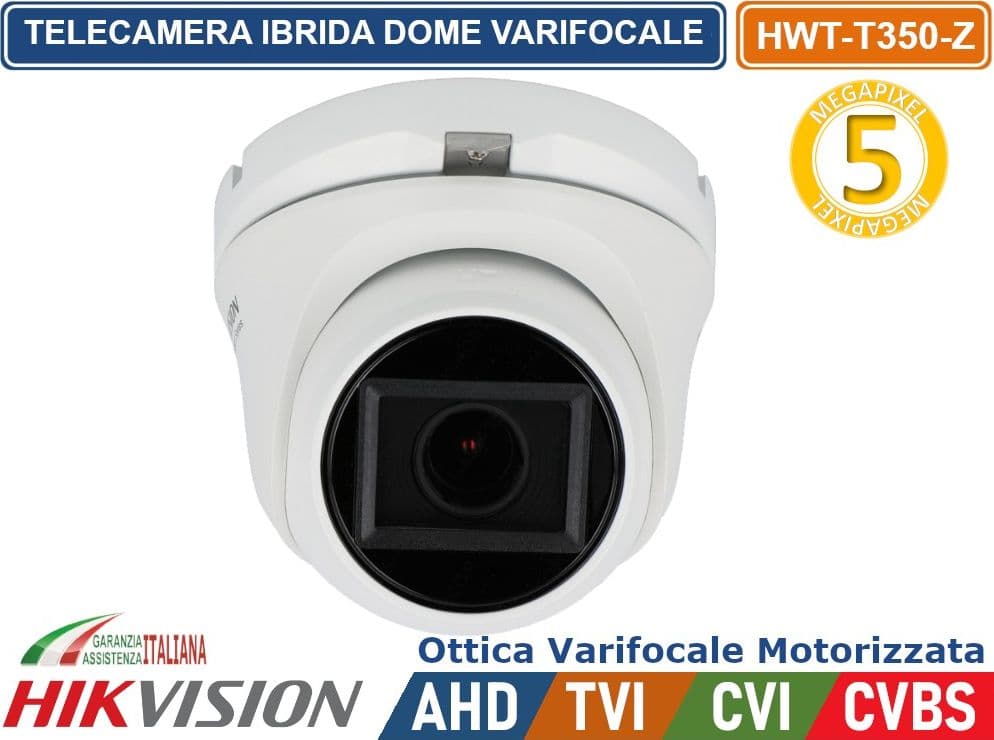 HIKVISION HWT-T350-Z TELECAMERA DOME VARIFOCALE 4IN1 TVI/AHD/CVI/CVBS 5MP OTTICA VARIFOCALE MOTORIZZATA IP67 - 2