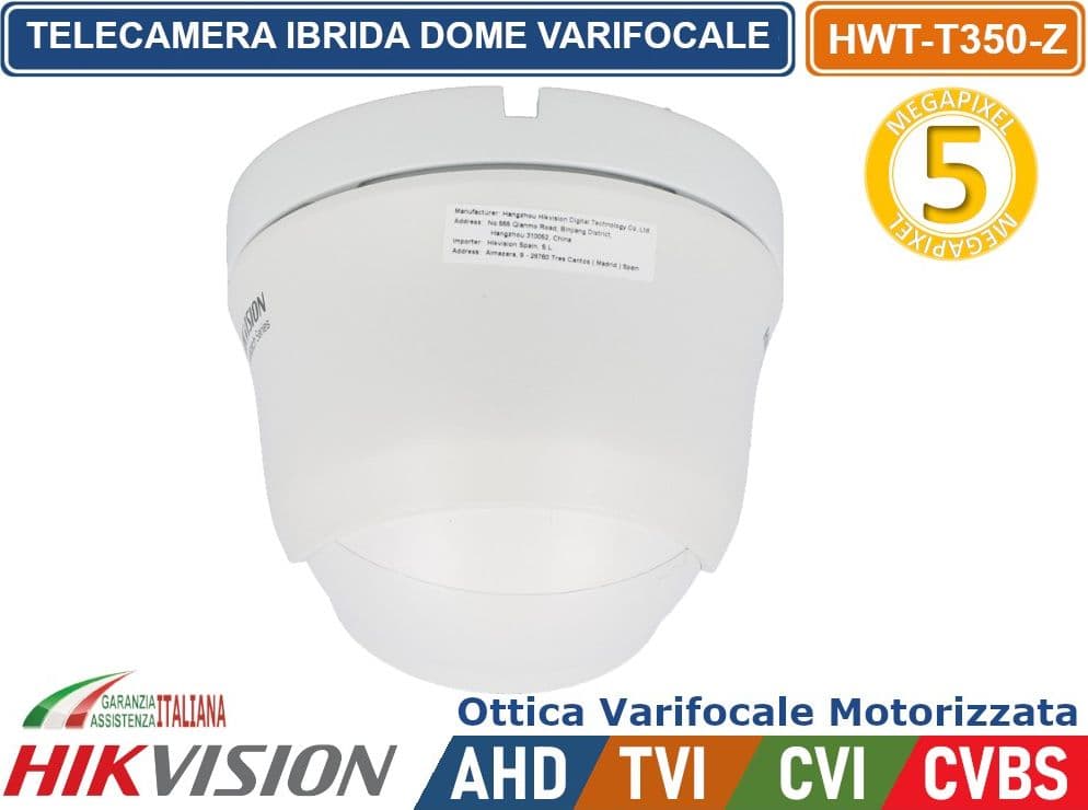 HIKVISION HWT-T350-Z TELECAMERA DOME VARIFOCALE 4IN1 TVI/AHD/CVI/CVBS 5MP OTTICA VARIFOCALE MOTORIZZATA IP67 - 4