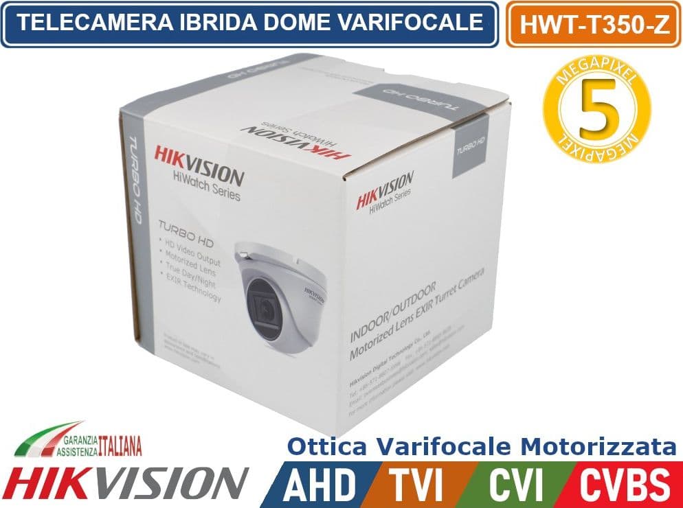 HIKVISION HWT-T350-Z TELECAMERA DOME VARIFOCALE 4IN1 TVI/AHD/CVI/CVBS 5MP OTTICA VARIFOCALE MOTORIZZATA IP67 - 5