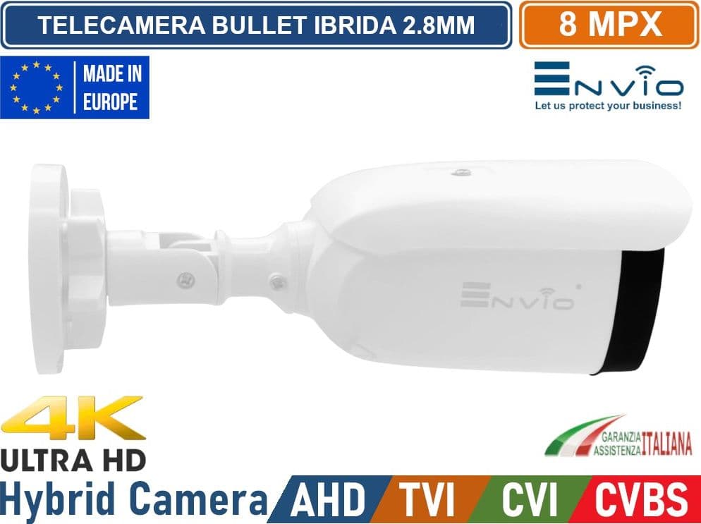 TELECAMERA CCTV VIDEOSORVEGLIANZA BULLET IBRIDA 4in1 AHD TVI CVI CVBS 8MP 4K ULTRA HD 2.8MM 30 METRI DA ESTERNO - 2