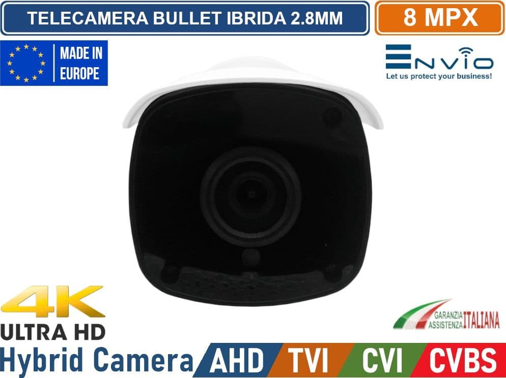 TELECAMERA CCTV VIDEOSORVEGLIANZA BULLET IBRIDA 4in1 AHD TVI CVI CVBS 8MP 4K ULTRA HD 2.8MM 30 METRI DA ESTERNO - 3