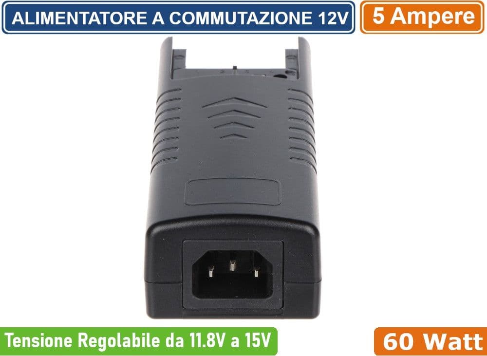 ALIMENTATORE A COMMUTAZIONE STABILIZZATO 60W PER USO INTERNO DC12V 5A 4 USCITE CON MORSETTI A VITE - 4